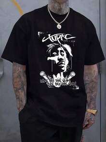 Men's Rap Legend Iconic Rapper Print T-Shirt - Short Sleeve Round Neck Casual Summer Tee Suitable For Spring & Outdoor Wear, Machine Washable Retro Music Apparel For Hip-Hop Fansmen's Summer Clothes,Designer Shirts Men,Graphic T,Summer Clothes,Summer Tops,Fathers Day Gift,100 Percent Cotton,Men Women T-Shirt Print Tee,Hombre Verano,Camiseta Hombre, Hombre,Camiseta Hombre Algodón - màu đen - Xem 1
