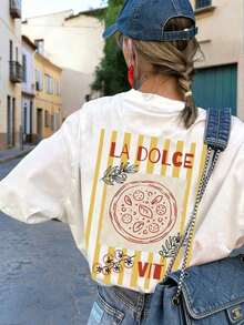 Camiseta de Manga Corta con Cuello Redondo, Estampado de Letras, Estilo Casual y Simple, de Alta Calidad, Nueva Colección de Verano, Versátil para Uso Diario, para Mujer, Nueva Llegada 2026 - 100% Algodón Transpirable, Ropa Deportiva Estilo Y2K, cuello redondo, 100% algodón, tejido suave, manga corta. - Blanco - Ver 8