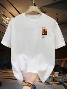 Camiseta hombre cuello redondo y manga corta. Estilo casual con estampados modernos y cómodos. Para hombres y mujeres, estilo pareja, pareja, camiseta de manga corta con estampado de moda - Blanco - Ver 9