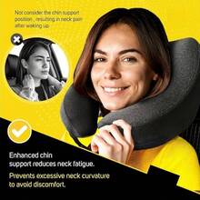 Series U-Shape Travel Pillow 100% Pure Memory Foam Neck Pillow Airplane For Traveling, Car, Train, Napping, Traveling, Washable Cover Grey - Black and Grey - 查看 7