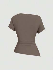 Camiseta casual asimétrica de hombro para mujer - Multicolor 4 - Ver 3