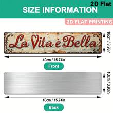 2D平面复古装饰标牌“La Vita E Bella”（美丽人生） - 16英寸 x 4英寸墙饰，农舍风格家居装饰，适用于客厅、卧室、厨房，完美的节日和母亲节礼物，无需电源，意大利家居装饰 - A - 查看 3