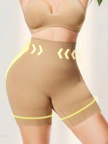 1pc Seamless High Waist Women Waist Cincher Panty, Postpartum Waist Shaping Shorts, Sports Fitness Waist Shaping Shorts - Apricot - View 7