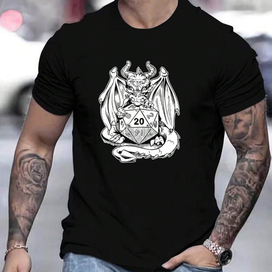 Printed T-Shirt For Men And Women - 黑色 - 查看 1