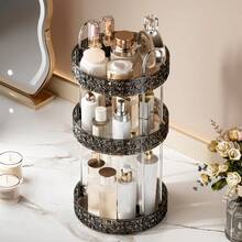 360 Degree Rotating Makeup Organizer - Plastic Multi-Layer Storage Rack, Suitable For Skincare, Cosmetics, Kitchen Spices, And Bathroom Essentials, Great For Vanity, Countertop Display, Bathroom, Kitchen | Modern Aesthetic | Durable Plastic, Bathroom Storage Rack - Storage Rack - View 7
