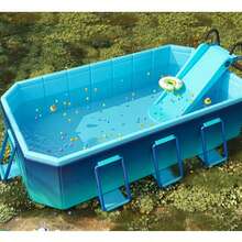 Durable Non-Inflatable Foldable Rectangular Ground Swimming Pool, PVC Material, Outdoor Collapsible Paddling Pool For Family Entertainment, Suitable For Ages 14+ - C - View 7