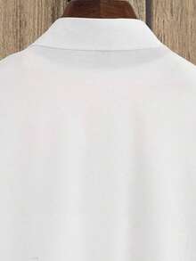Men Summer Solid Color Short Sleeve Casual Shirt And Drawstring Waist Shorts, 2pcs/Set Leisure Outfits, Cozy Outfits - White - View 6
