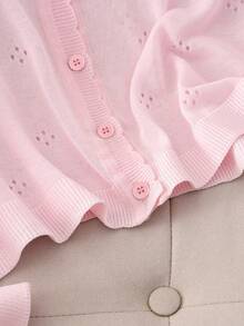 GIGOGOU Áo khoác cardigan dệt kim nhẹ cho nữ size lớn XL-4XL, tay dài thoáng khí phong cách thường ngày, màu hồng, mùa xuân/hè - Hồng - Xem 4