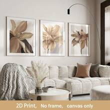 3 piezas de impresiones de arte de pared en lienzo con temática de plantas en tonos neutros sin marco, decoración de pared de estilo natural, beige y marrón, adecuado para la decoración de habitaciones de otoño - Multicolor - Ver 12