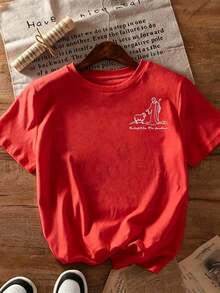 | 1 Playera para Mujer 100% Algodón Transpirable| Camiseta de manga corta para mujer con estampado religioso - Jesús y el Cordero del Pastor con la frase "Dejó los 99 para encontrarme" (Mateo 18:12-14), cuello redondo, estilo casual para iglesia, atuendo informal y ropa religiosa - Ideal para el verano. - Rojo - Ver 2