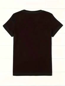 1 Pieza de Ropa Casual de Moda para Hombres y Mujeres. 1 Pieza de Camiseta de Manga Corta para Mujer con Estampado de Oso y Corazón - Blusa Casual de Cuello Redondo, y Opciones Multicolor (Según se muestra). |   Camiseta de verano y uso diario lavable a máquina para oficina, vacaciones, uso cotidiano - Tela de elasticidad media adecuada para - 180g - Versátil - Camiseta casual de algodón para mujer - Prenda básica de vestuario fácil de combinar. - Negro - Ver 2