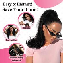 Women's Ponytail Clip-On Synthetic Hair Ponytail, High Heat-Resistant Fiber Hair, Chocolate Brown With Highlights, For Girls - Brown Highlight - View 6