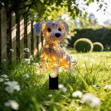 1 pièce Décoration de jardin plate illuminée en 2D en forme de chien, décoration de jardin, pelouse et potager pour l'extérieur, convient pour le jardin, la pelouse, les plantes en pot, les fêtes, cadeau pour les amis - A - Voir 1