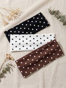 3pcs Polka Dot Headbands For Women, Stretchy Soft Vintage Hair Accessories Suitable For Yoga, Workout, Makeup And Daily Wear In Summer - Multicolor - View 7