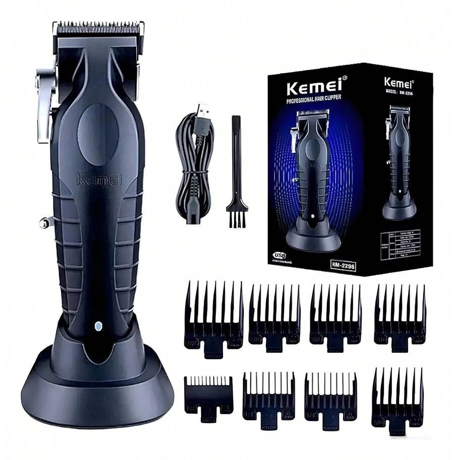 Máquina de Cortar Cabelo  Sem Fio Km-2296 Profissional Cor Preto - Preto - Visão 1