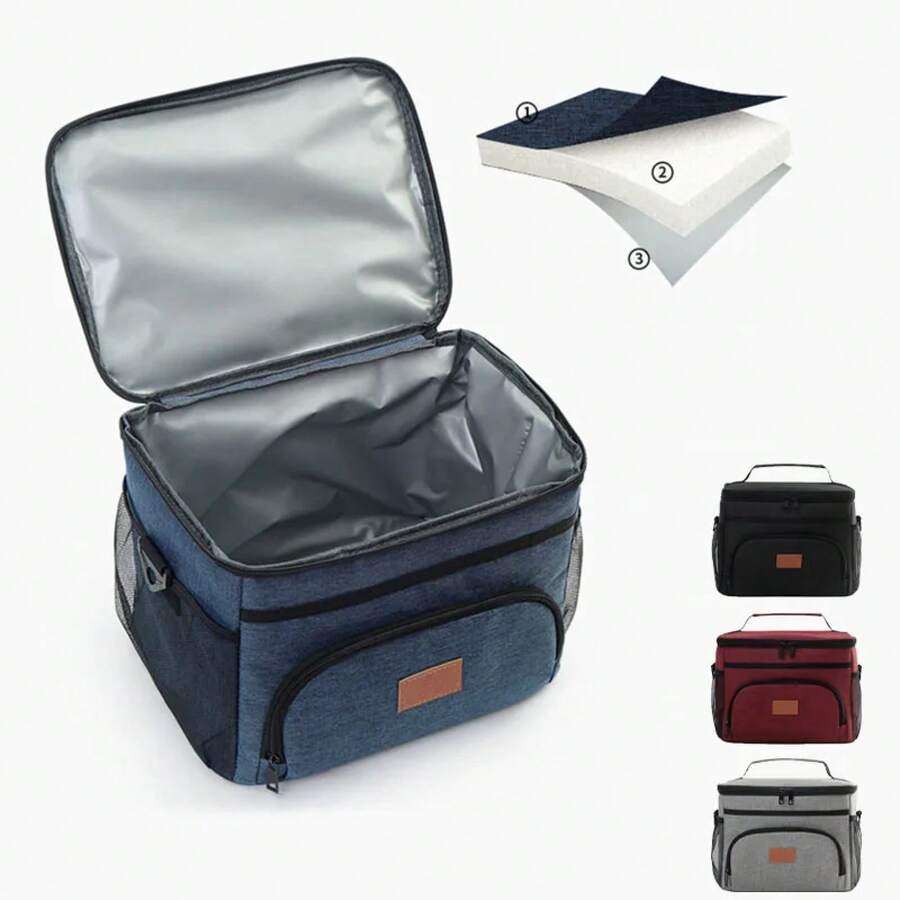 Mochila térmica para el almuerzo a prueba de fugas de gran capacidad, bolsa aislante grande para Picnic, bolsa de hombro para almacenamiento al aire libre - Burdeos - Ver 1