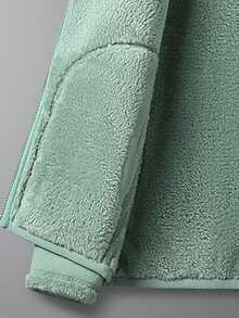 Women's Reversible Fleece Jacket, Double-Sided Plush Softshell Coat W/Zip Pockets, Stand Collar Polar Fleece For Fall Winter Daily, Lounging - Green - View 4