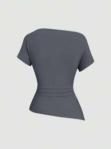 Camiseta casual asimétrica de hombro para mujer - Multicolor 6 - Ver 4