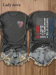 3 camisetas de mujer con estampado de bandera y corazón en rojo, blanco y azul para el 4 de julio, estampado de doble cara, camisetas de verano, top elegante para mujer, atuendo para conciertos de estilo country, atuendos de festival para mujer, estética patriótica.|Moda Urbana Local de Primavera/Verano||Uso Casual Diario Primavera Verano Moderno Moldeador|Conjunto de verano para mujer, ropa de vacaciones|Blusas elegantes para mujer, ropa de primavera, blusas de verano. - Negro - Ver 1