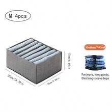 Foldable Fabric Storage Box, 7/9 Grid Drawer Style Organizer Bin For Jeans, Pants, Underwear, T-Shirts Etc, Wardrobe And Dresser Storage, Dorm Closet Pants Divider - Grey - View 12