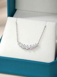 Mặt dây chuyền hình nụ cười Moissanite 1.22CT, mạ vàng trắng S925, thiết kế tối giản sang trọng, lấp lánh, phù hợp để đeo hàng ngày, làm quà cưới, quà sinh nhật, quà kỷ niệm, quà năm mới. - Bạc - Xem 3