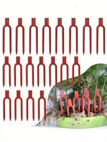100个/50个耐用红色植物夹，适用于草莓和西瓜的茎秆固定、藤蔓支撑、园艺植物固定夹、草莓支架、西瓜叉、草莓及小型植物的农业藤蔓固定夹、园艺用品、户外装饰、花园、家居装饰 - B - 查看 2