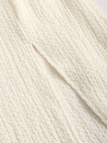 Solid Color Bodycon Dress With Deep V-Neck, Open Back And Sensual Side Slit - Pale Yellow - View 2