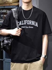 Men's T-Shirt, 100% Printed, Comfortable And Simple, Solid Color, Casual Style - Black - View 12