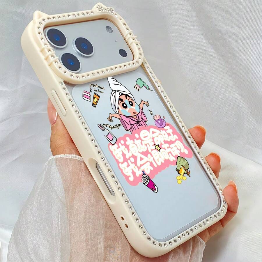 スマホケースラインストーンフレーム猫耳透明ケースキラキラ女性向けスマホケースカメラレンズ保護クリア/ラインストーン付き/ソフトTPU耐衝撃傷防止苹果17proMax/17pro/17/11/12/13/14/15/15Pro/15PluS/15ProMax/16/16Pro/16PluS/16ProMax/おしゃれインスタ映え大人上品贈り物に最適 - 黄色 - チェックする 1