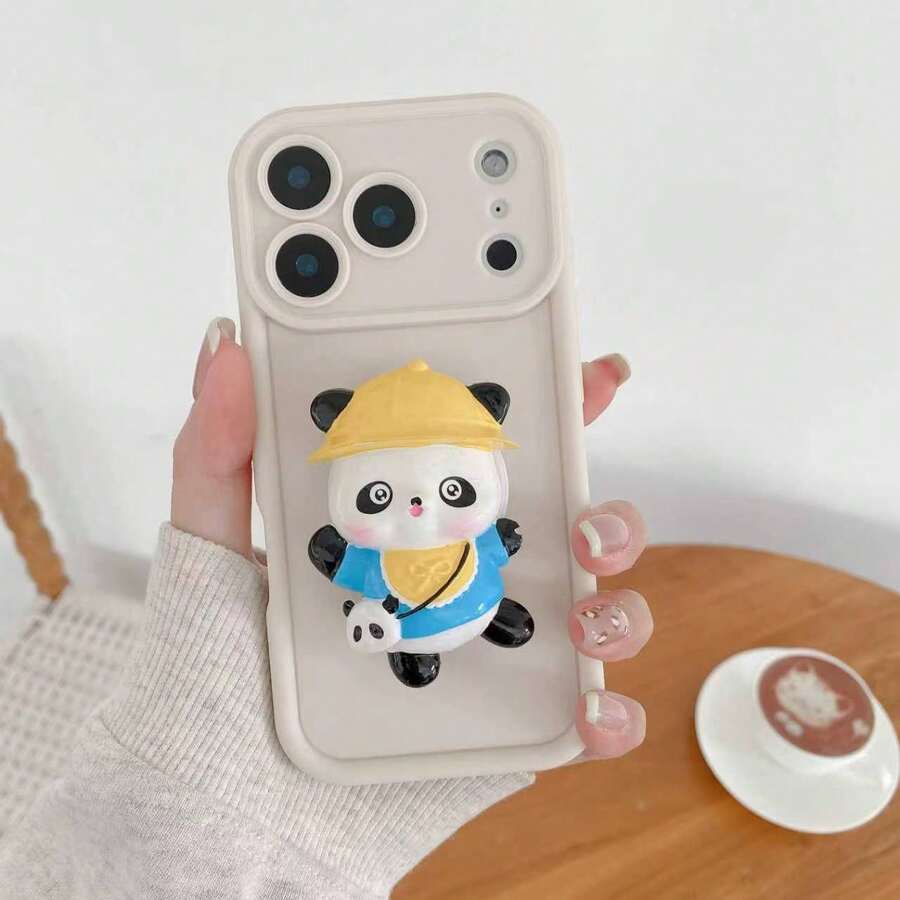 Ốp lưng điện thoại tự chế có chân đế, hình gấu trúc dễ thương, ốp lưng điện thoại mềm dẻo, chống rơi, chống trượt, bảo vệ toàn diện camera, tương thích với Apple 11/13/14/15/16/17, S26u/S25/24p/A56/16/26, Note 14/15/13/11Pro, A16/A26/A36/A32/A55/A56/S26u/S25/24p/A56/16/26, và tất cả các điện thoại Android. - trắng - Xem 1