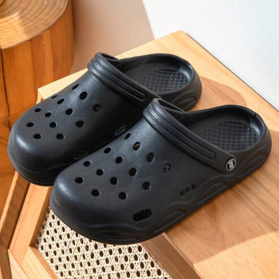 Sandalias transpirables y sin cordones para hombres, con suela blanda antideslizante, sandalias casuales para la playa en verano - Negro - Ver 1