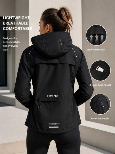 Women's Waterproof Hooded Rain Jacket - Outdoor Windproof Softshell Coat With Zipper Pockets, Breathable Hiking Shell, Lightweight Camping Travel Mountaineering Jacket, Suitable For Hiking, Backpacking, Jogging And Adventure Activities Sports