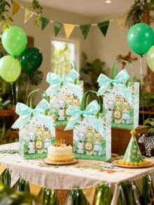 6入叢林動物禮品袋，叢林動物生日派對禮品包裝袋，1歲生日派對禮品裝飾袋，派對桌面裝飾，嬰兒洗禮會新娘洗禮會裝飾手提袋，性別揭曉裝飾，精品購物袋，派對禮品袋填充物 - 叢林動物 - 查看 7