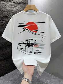 Vintage 1pc Men's Short Sleeve T-Shirt,  Print, Loose Fit | Exquisite Design | Summer Essential | Easy To Match, Highlighting Your Styles - Summer Tops And Shirt - White - View 3