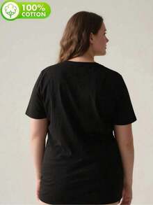 1 pieza [Talla Grande] Camiseta de Fe Color Gris Oscuro para Mujer con el Versículo Bíblico 'Su Vía es Mejor', Perfecta para Uso Diario en la Iglesia, un Regalo Religioso Considerado para Mujeres - Ropa Fácil de Lavar, Atuendo Casual para Expresar Fe, 180g Algodón 100%. - Negro - Ver 3