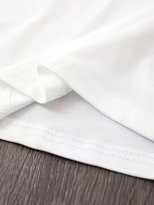 Camiseta suave 100% algodón con estampado de letras de París, cuello redondo, manga corta, estilo casual. Camiseta de algodón transpirable, combina con todo, genial. - Blanco - Ver 4