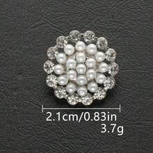 10pcs 2.1cm Faux Pearl Rhinestone Buttons Stylish Shiny Metal Shank Buttons For Clothing Sewing Dress Coat Sweater DIY Accessories - A - View 10
