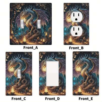Couvercle d'interrupteur décoratif de dragon géant - Design fantaisie personnalisé, facile à nettoyer, sans pile requise, convient pour la décoration de la chambre, de la cuisine, du bureau, du salon, de la salle à manger, de la salle de bain et de l'entrée