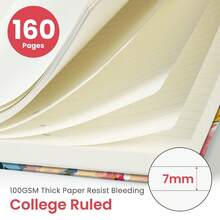Pretty Lined Journal For Women, Aesthetic Cute Hardcover Leather Journal For Writing, A5 College Ruled Notebook For Work & Note Taking, Perfect For Office School Home, 160 Pages, Sunset - B-pastel Garden - View 2