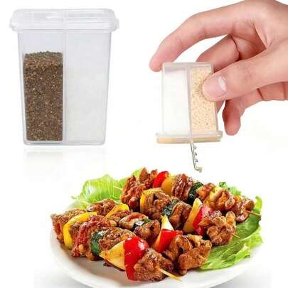 1/3/5件套透明塑料盐和胡椒粉罐套装，带盖塑料调味罐，便携式调味品容器，适合旅行、露营、野餐、户外活动、厨房、午餐盒，可盛放盐、糖、胡椒粉、辣椒、芝麻等。适合作为礼物送给女性、男性、家庭。