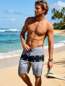 Men's Bermuda Shorts With Back Pocket, Basic Premium Summer, Casual, Pool, Beach - Light Grey - View 2