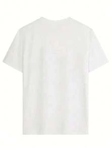 Women's Short-Sleeved T-Shirt With A Round Neck, Loose Fit, Casual And Versatile. Featuring A Modern, Elegant And Sophisticated Print Of Simple Letters, Ideal As A Basic Garment; Made From Soft Fabric With Excellent Drape - 白色 2 - 查看 3