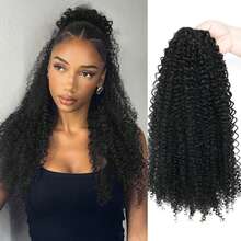 22 Inch Black Drawstring Ponytail, Curly Ponytail Extension, Synthetic Hair, Natural Wave Ponytail Suitable For Daily Use By Women - Multicolor - View 10