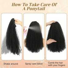 22 Inch Black Drawstring Ponytail, Curly Ponytail Extension, Synthetic Hair, Natural Wave Ponytail Suitable For Daily Use By Women - Multicolor - View 6
