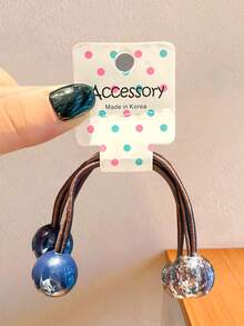 7/14pcs/Set Mixed Color Crystal Beaded Elastic Hair Ties, High Elasticity No Hair Damage - Suitable For Girls And Women, Multiple Color Options: Dark Brown, Milky White, Navy Blue, Burgundy And More, Casual, Commute, Outdoor Sports, Easy Hairstyling, Add Stylish Touch, Random Color,Travel,Birthday - Multicolor - View 7