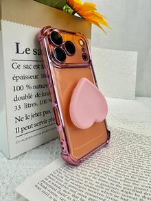 1 chiếc ốp lưng điện thoại hình trái tim dễ thương, đệm khí chống sốc sang trọng, phù hợp với ốp lưng sạc không dây, tương thích với Apple 6/7/8/X/XS/XR/11/12/13/14/15/16/16E/17/17PM, Galaxy S22/23/24/25/S24 FE/S25 EDGE, A04/05/06/A14/A15/A16/A24/A25/A34, Note 7/8/9/10/11/12/13, 9/10/12/13C - Hồng - Xem 3