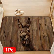 1 pieza Alfombra de lino con estampado de burro sonriente, felpudo de baño, felpudo de entrada, alfombra rectangular impresa en 3D para sala de estar, dormitorio, pasillo, baño, lavandería - Alfombra de poliéster para decoración del hogar interior y exterior - Multicolor - Ver 14