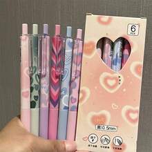 精美紫色郁金香中性笔套装，0.5毫米黑色墨水按动式圆珠笔，可爱花卉图案书写笔，适合学生、教师、日记爱好者、学习用品、办公必备品和返校礼物 - L - 查看 5