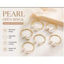 Pearl Decorated Napkin Rings - Washable Metal/Silver Napkin Rings With Napkin Ring Clips, Available In 6pcs Or 12pcs Sets. Fashionable Designed Rings, Suitable For Wedding, Party, Banquet Table Decor - Multicolor - View 4