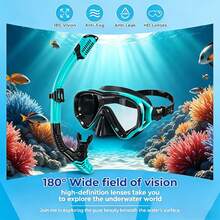 Equipo de snorkel para adultos, máscara de snorkel con gafas antivaho de vidrio templado de 180 grados, tubo de respiración seco, adecuado para hombres y mujeres - Multicolor - Ver 3